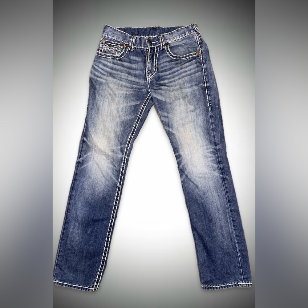 True Religion Men’s Jeans – Size 30 – Straight Leg – White Stitching (FLAW)